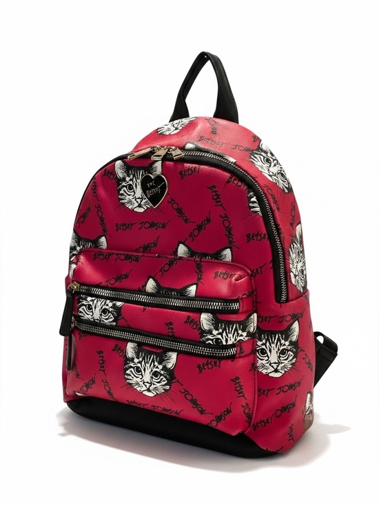 Betsey Johnson Handbags - Betsey Johnson Hot Pink Kitten Cat Face Mini Backpack with Black Accents Be Mine